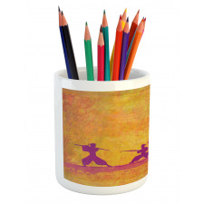 Ninjas Asian Landscape Pencil Pen Holder