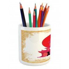 Medieval Landscape Sunset Pencil Pen Holder