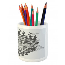 Ghost Ninja Fire Oriental Pencil Pen Holder