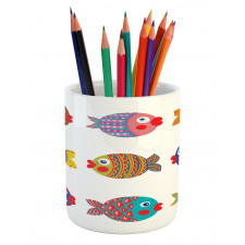 Folkloric Fish Family Pencil Pen Holder