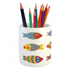 Folkloric Fish Family Pencil Pen Holder