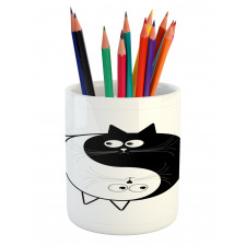 Ying Yang Black White Art Pencil Pen Holder