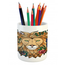 Lion with Flower Pencil Pen Holder