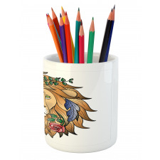 Lion with Flower Pencil Pen Holder