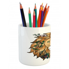 Lion with Flower Pencil Pen Holder