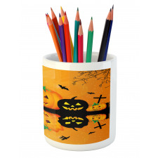 Scary Pumpkin Pencil Pen Holder
