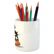 Cartoon Animal on Pumpkin Pencil Pen Holder