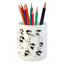 Woman Heart Tattoo Model Pencil Pen Holder