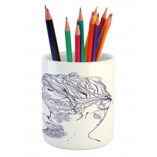 Young Girl with Tattoo Pencil Pen Holder