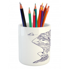 Young Girl with Tattoo Pencil Pen Holder