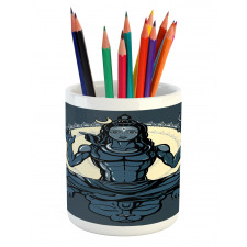 Yoga Lotus Asian Tiger Pencil Pen Holder