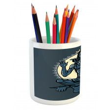 Yoga Lotus Asian Tiger Pencil Pen Holder