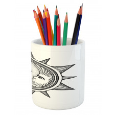 Moon with Stars in Sun Pencil Pen Holder