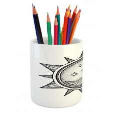 Moon with Stars in Sun Pencil Pen Holder