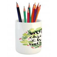 Wreath Red Berries Pencil Pen Holder