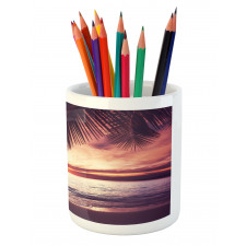 Sunset Ocean Waves Pencil Pen Holder