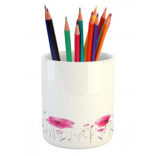 Pink Poppy Flowers Art Pencil Pen Holder