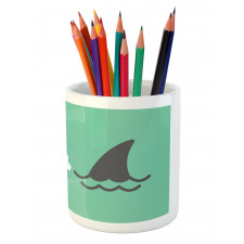 Skull Shark Marine Words Pencil Pen Holder