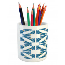 Moroccan Blue Leaves Pencil Pen Holder