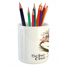 Flowers Feathers Husky Pencil Pen Holder