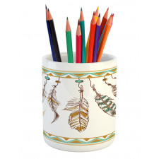 Boho Style Feather Old Pencil Pen Holder