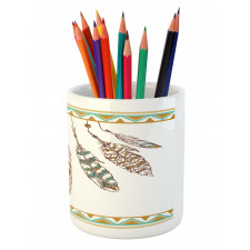 Boho Style Feather Old Pencil Pen Holder