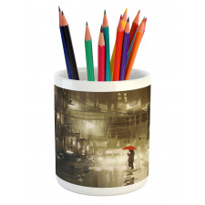 Romantic View Rainy Day Pencil Pen Holder