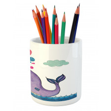 Smiley Whale with Cloud Pencil Pen Holder