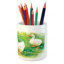 Goose Farm Lake Plants Pencil Pen Holder