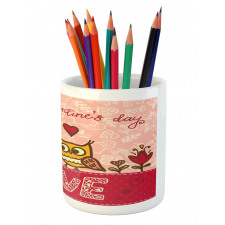 Owls Love Heart Pencil Pen Holder