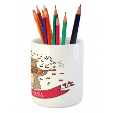 Bear and Violin Pencil Pen Holder