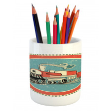 Retro Train Art Pencil Pen Holder