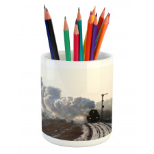 Train Snowy Scene Pencil Pen Holder