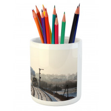 Train Snowy Scene Pencil Pen Holder