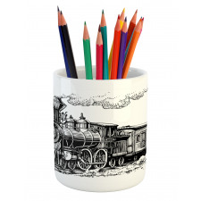 Rustic Old Train Pencil Pen Holder