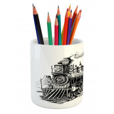 Rustic Old Train Pencil Pen Holder