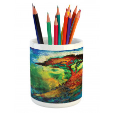 Eastern Grunge Trees Pencil Pen Holder