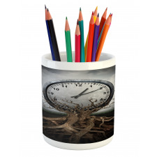 Clock Surrealist Pencil Pen Holder