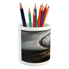 Clock Surrealist Pencil Pen Holder