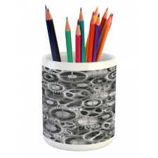 Clock Technologic Pattern Pencil Pen Holder