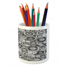 Clock Technologic Pattern Pencil Pen Holder