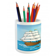 Ship in Waves and Kraken Pencil Pen Holder