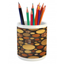 Brown Abstract Circles Pencil Pen Holder