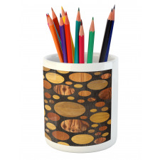 Brown Abstract Circles Pencil Pen Holder