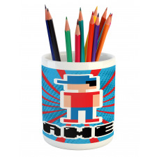 Red Blue Stripes Pencil Pen Holder