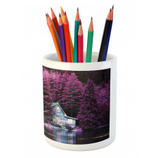 Purple Trees by Lake Pencil Pen Holder