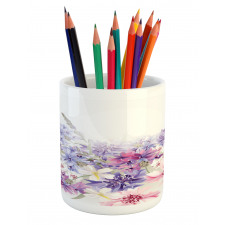 Pink Purple Flowers Pencil Pen Holder