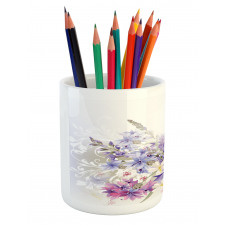 Pink Purple Flowers Pencil Pen Holder