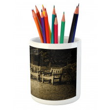 Small Wooden Rustic Chairs Pencil Pen Holder