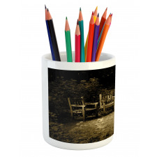 Small Wooden Rustic Chairs Pencil Pen Holder